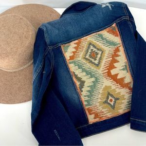 Girls Upcycled Jean Jacket | Size Large 10/12 | MB Designs Distressed Denim